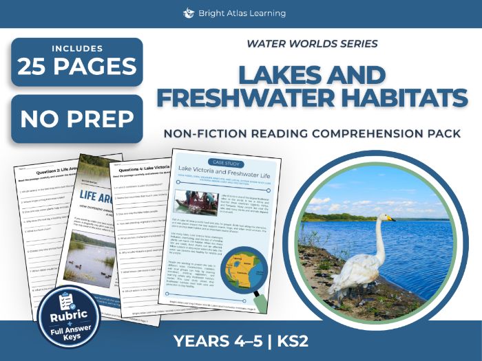 KS2 Non-Fiction Reading Comprehension Worksheets: Lakes | Years 4–5