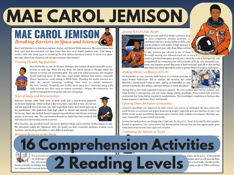 Mae Carol Jemison Reading Comprehension