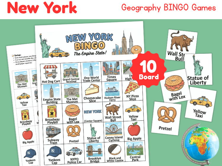 New York Bingo Game | Geography, Landmarks & State Study