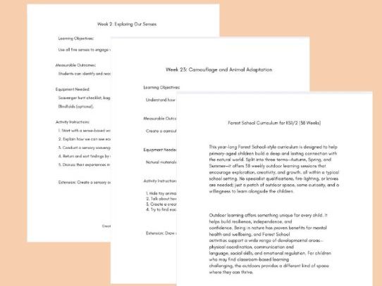 Outdoor Learning plan | 38 Weeks | EYFS KS1 KS2 | Forest School Inspired
