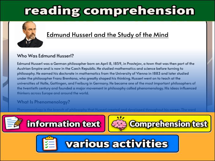 Edmund Husserl and the Study of the Mind- Reading Comprehension, Worksheet & Activities