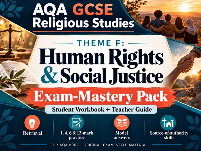 AQA GCSE Religious Studies Theme F Human Rights & Social Justice Exam-Mastery Pack | 8062