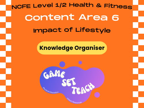NCFE Health and Fitness Knowledge Organiser — Impact of Lifestyle (Content Area 6)