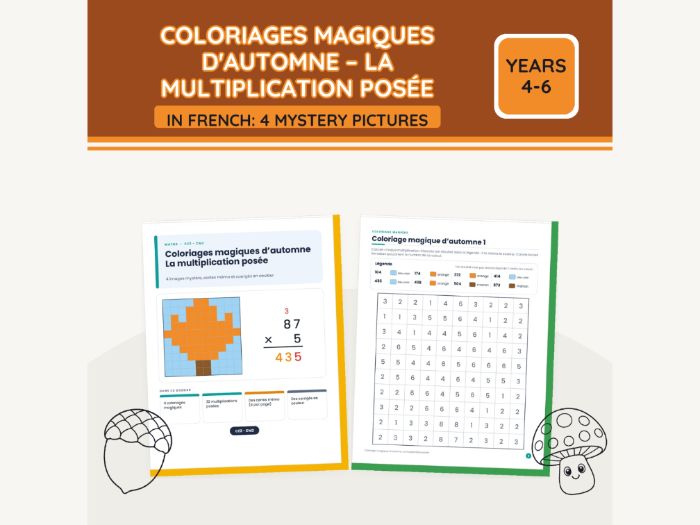 French Autumn Multiplication Colour by Code