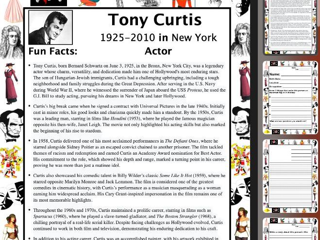 Tony Curtis PACKET & ACTIVITIES, Important Historical Figures Series