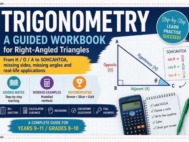Right-Angled Trigonometry Workbook Guided Notes, Worked Examples & Practice