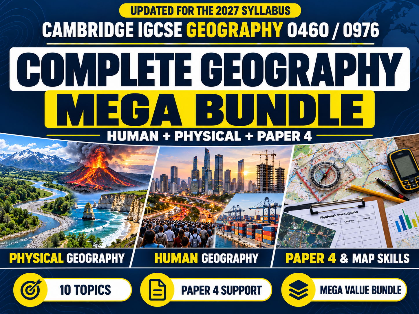 Topics 1–10: Complete iGCSE Geography Mega Bundle (UPDATED FOR 2027) | Cambridge 0460