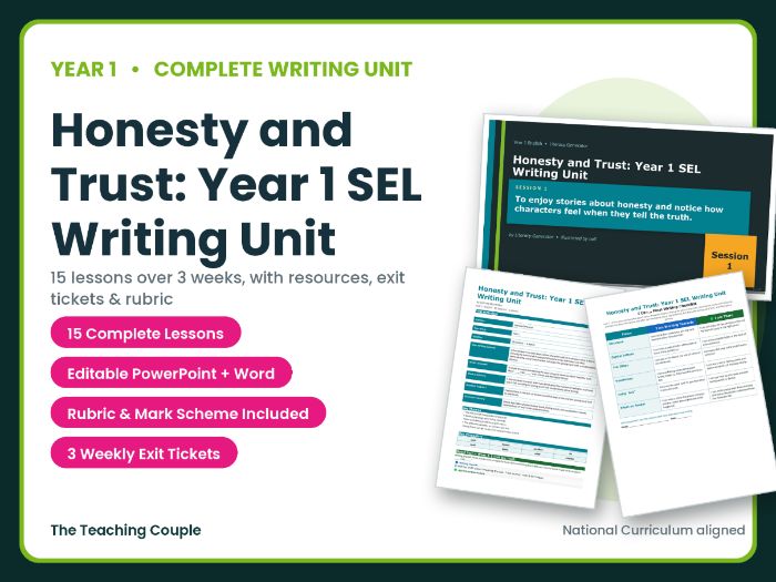 Honesty and Trust: Writing Unit | Year 1 English Unit | 15 Complete Lessons + Resources