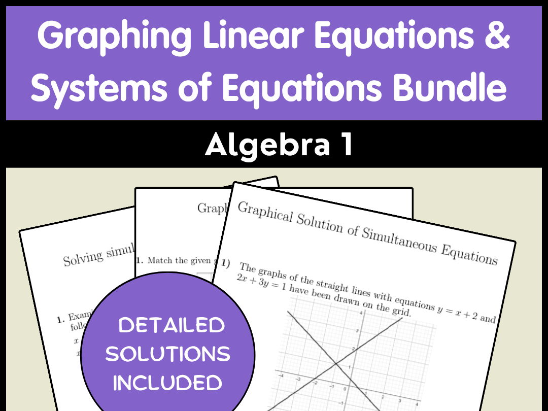 Graphing Linear Equations & Systems of Equations Bundle | Algebra 1