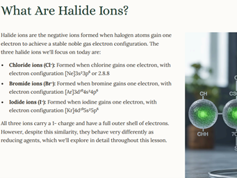 AS Level Chemistry - Unit 11.3 Some reactions of the halide ions
