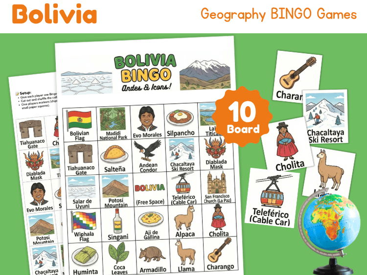 Bolivia Geography Bingo Game | Country Study & Culture Activity