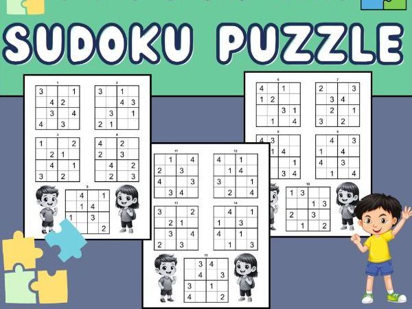 Easy Sudoku Activity Worksheet for kids 4*4 Grid.
