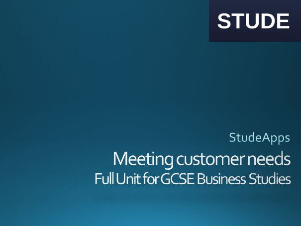 Business Studies GCSE meeting customer needs unit