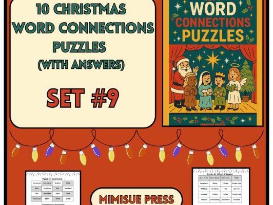 10 Christmas Word Connections Puzzles SET 9 (Holiday/Party Game)