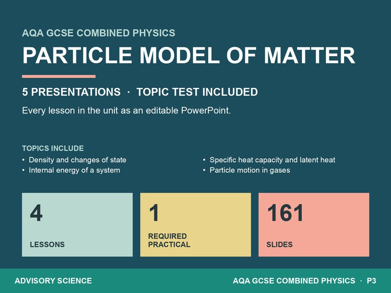 AQA GCSE Combined Science Physics P3 Particle Model of Matter | 5 Lessons and Topic Test
