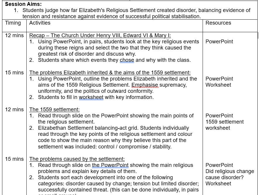 Rebellion & Disorder Under The Tudors Lesson 4: Church & State (2)