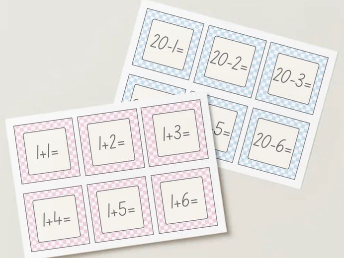 Addition and subtraction number sentence cards up to 20 Year 1