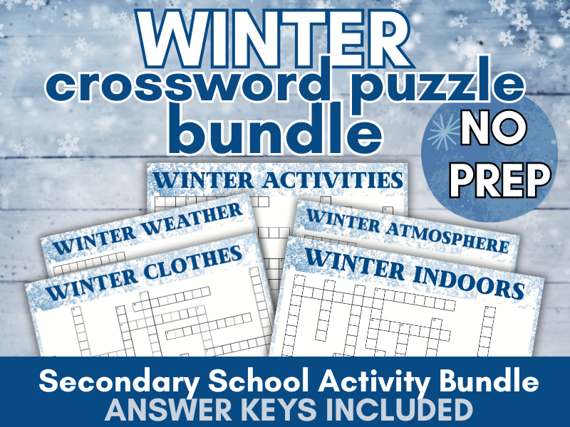 Winter Vocabulary Crossword Puzzles – No-Prep Activity for Secondary School