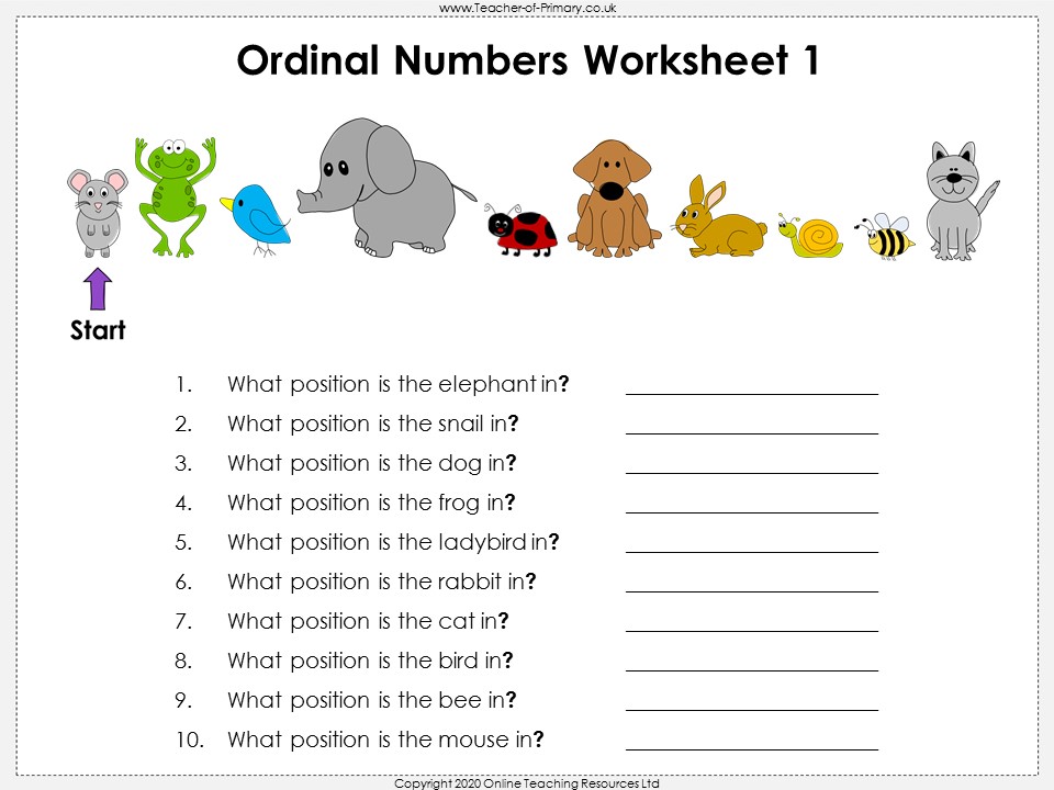 Ordinal Numbers Year 1 Teaching Resources