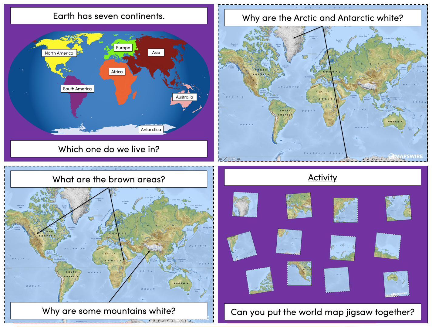World Map Jigsaw Early Years, KS1 and KS2 Teaching Resources