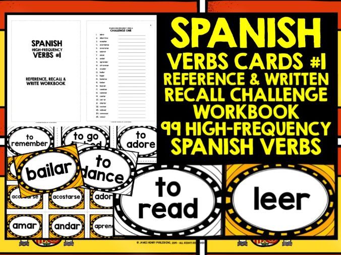 SPANISH VERBS CARDS 1 Teaching Resources