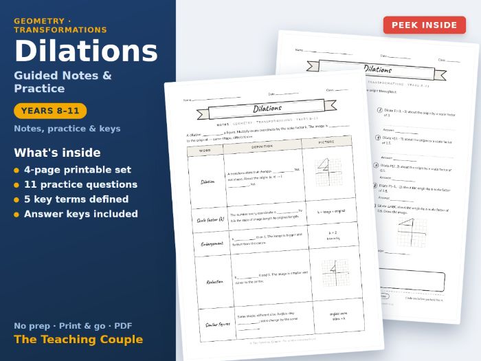 Dilations Guided Notes & Practice | Years 8-11