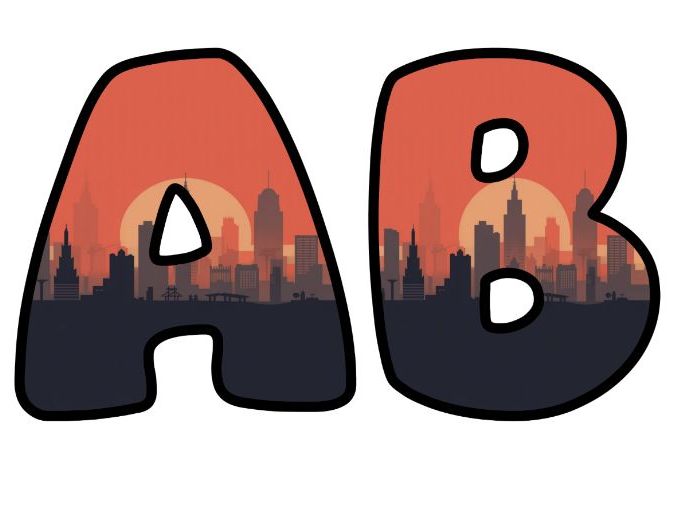 City Skyline Sunrise Lettering Set | Classroom Display | Upper & Lowercase, 0-9 and Signs