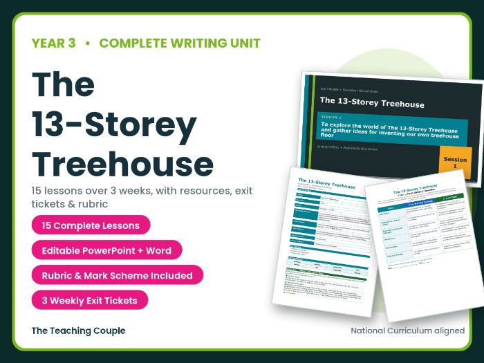 The 13-Storey Treehouse | Year 3 English Unit | 15 Complete Lessons + Resources + Mark Scheme