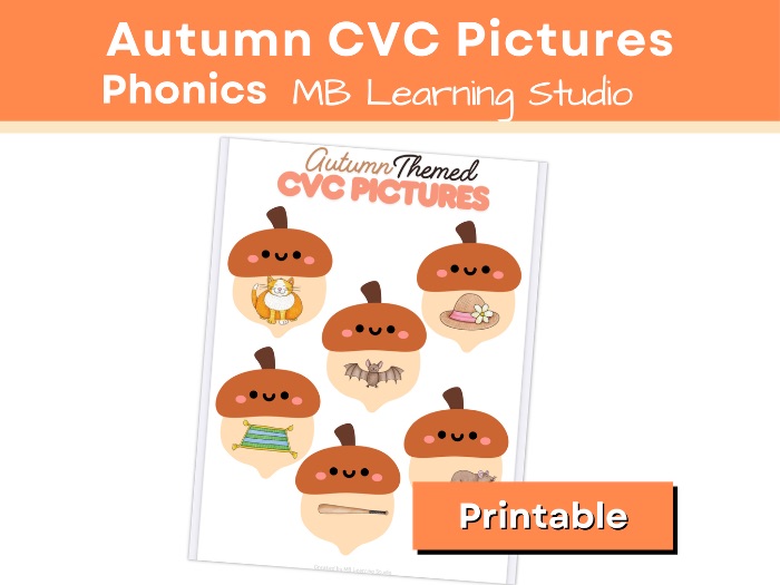 Autumn/Fall CVC Pictures for EYFS | KS1 | Pre-K | Kindergarten