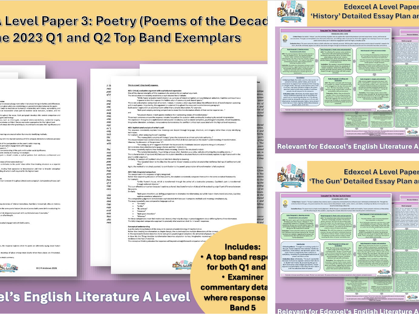 Edexcel A Level Paper 3 Poems of the Decade Model Responses with Revision Essay Plans