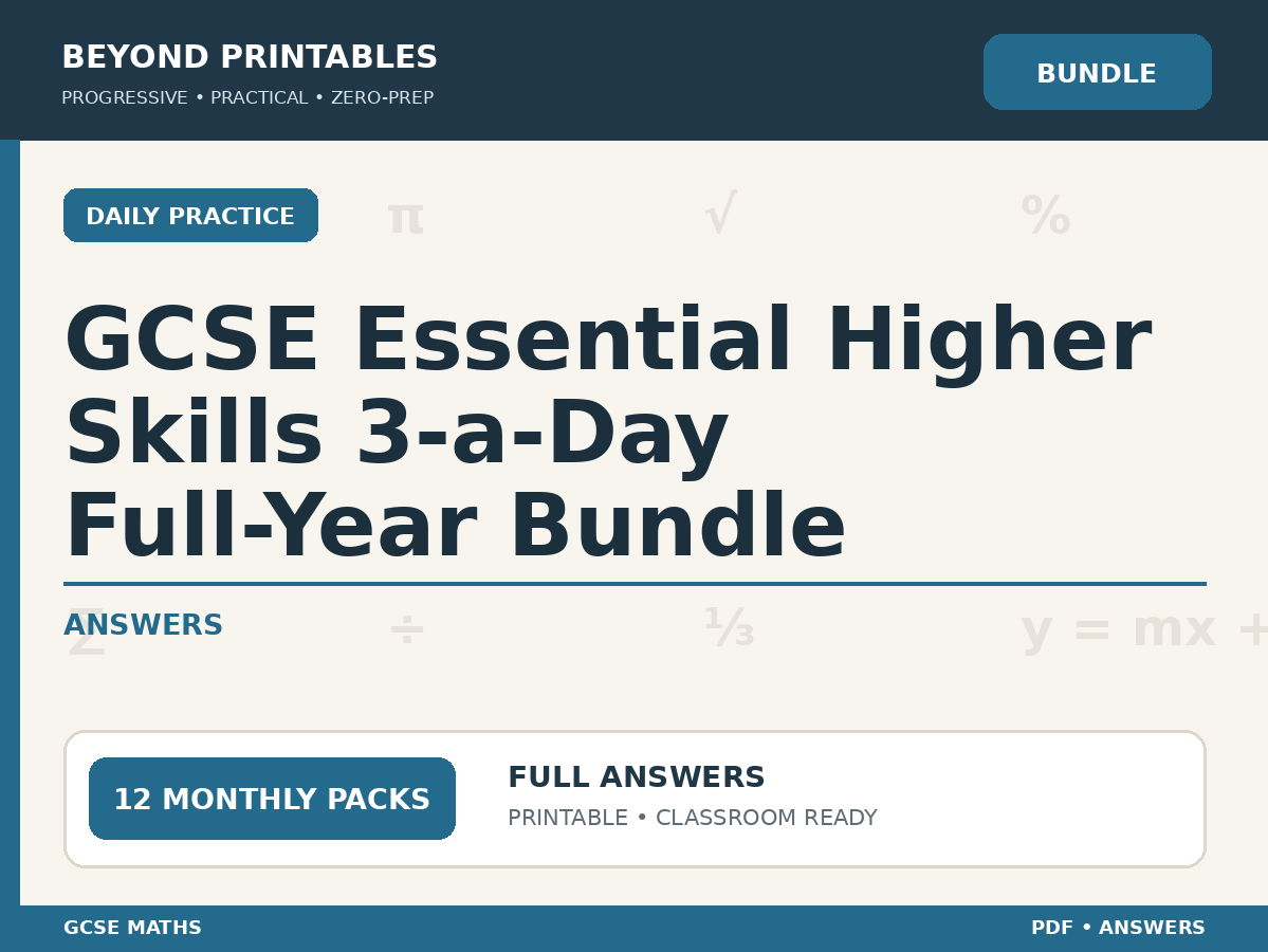 GCSE Essential Higher Skills 3-a-Day Full-Year Bundle | Answers