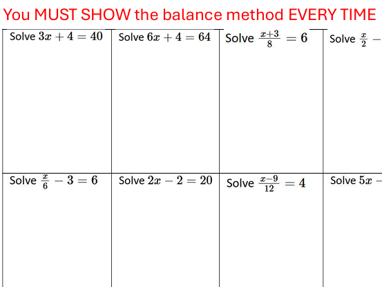 Solving Equations (2 Step - Positive Integer Answers Only) Worksheet