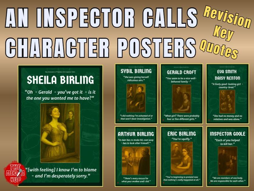 Priestley | An Inspector Calls | 6 Character Posters | GCSE English Literature | KS4 | Revision