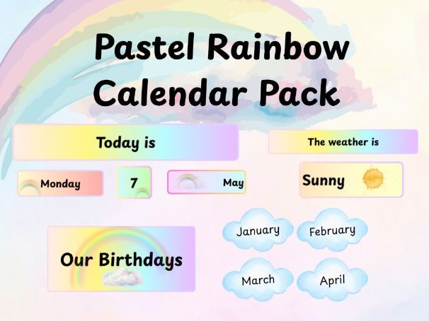 Pastel Rainbow Calendar, Weather & Birthday Display Pack | EYFS & KS1