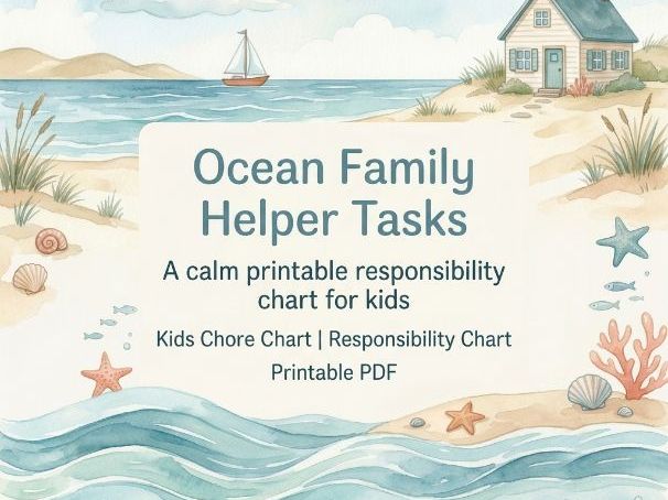 Ocean Family Helper Tasks | Kids Chore Chart | Printable PDF | Responsibility Chart
