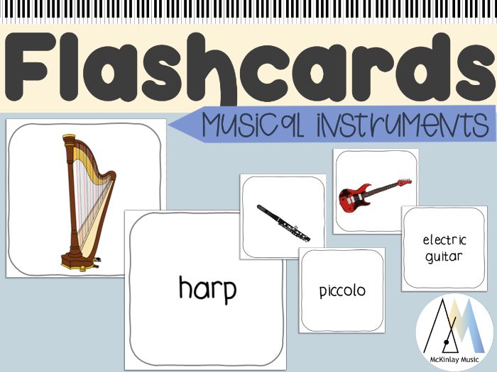 Musical Instrument Flashcards - 36 printable cards for all ages