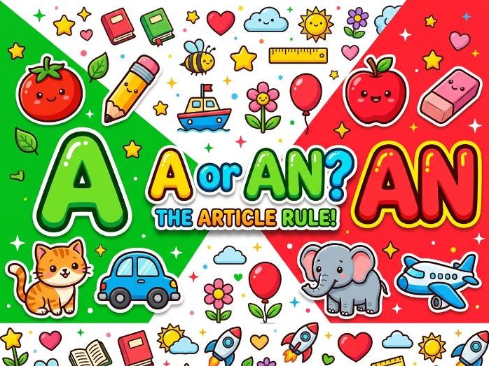 Printable English Grammar Worksheets: “A or An” Activity Workbook for Kids (10 Pages + Coloring)