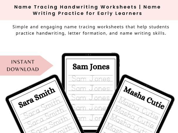 Name Tracing Handwriting Worksheets | Name Writing Practice for Early Learners