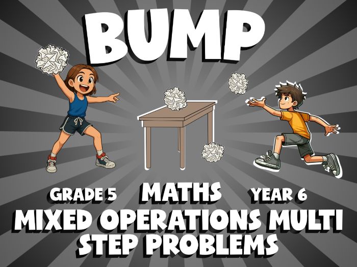 Mixed Operations Multi Step Problems BUMP Maths Game | No-Prep Year 6 Review Activity