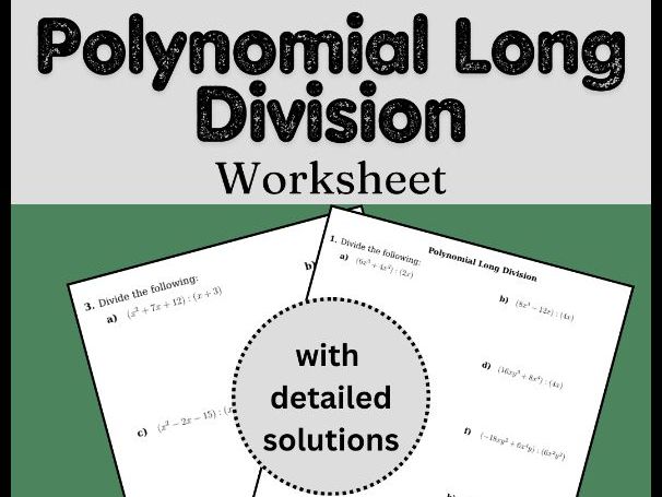 Polynomial Long Division Worksheet (with solutions)