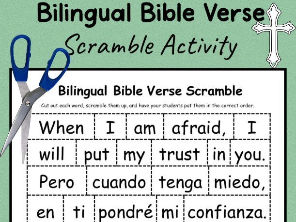 Bilingual Bible Verse Printable Activity - Psalm 56:3 English and Spanish
