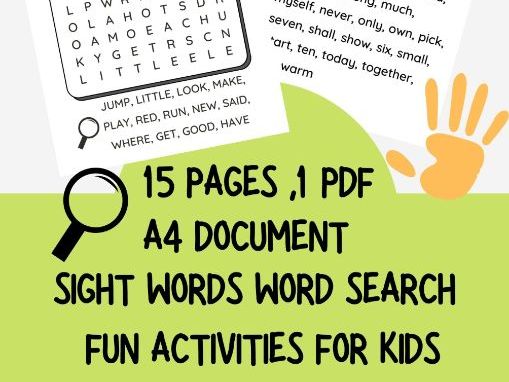 Sight Words Word Search Puzzle