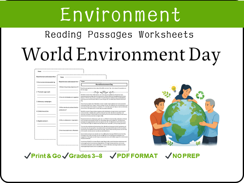 World Environment Day Reading Comprehension Worksheet