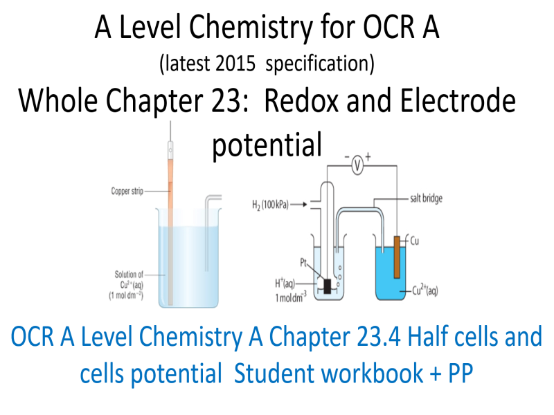 A Level Chemistry for OCR A Chapter 23.4 Half cells and cells potential