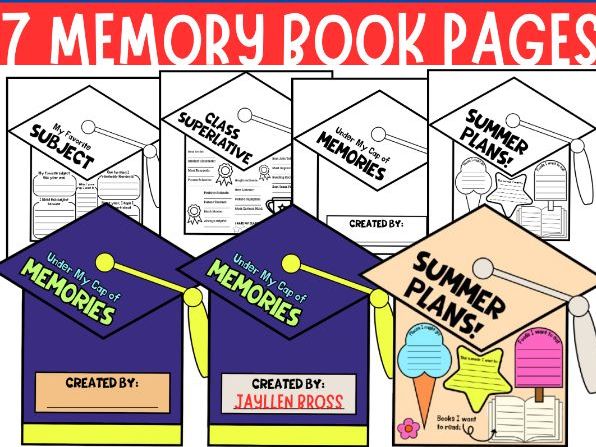 Graduation Cap Memory Book Craft & Summer Writing Activities – End of Year KS1 KS2 Transition