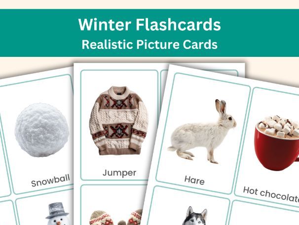 Winter Flashcards – 44 Realistic Printable Cards | Educational Learning