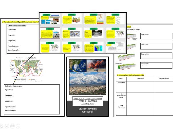 2022 AQA A LEVEL GEOGRAPHY ADVANCE INFORMATION HAZARDS REVISION LESSONS AND WORKBOOK