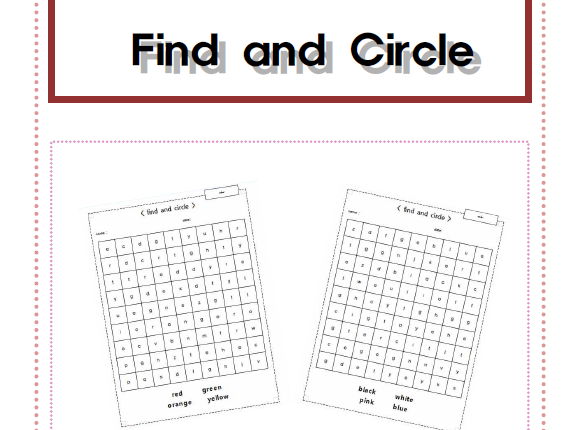 Themed Vocabulary Find and Circle Worksheets