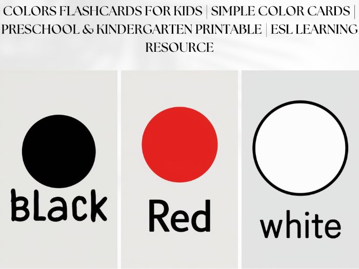 Colors Flashcards for Kids | Simple Color Cards | Preschool & Kindergarten Printable | ESL Learning