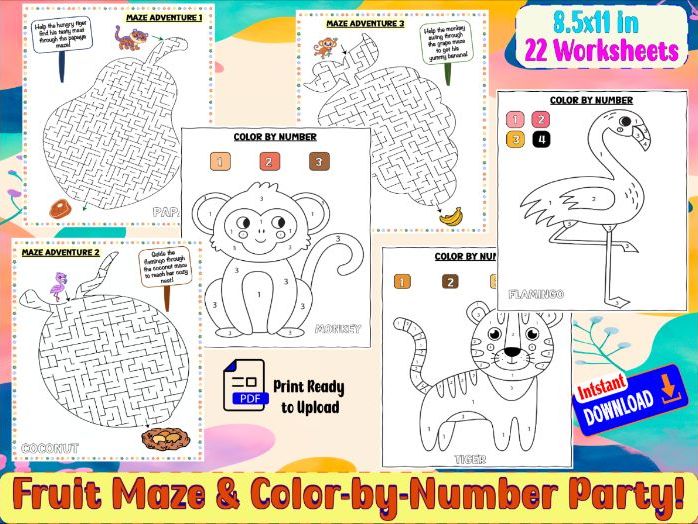 Fruit Maze & Color-by-Number Party!
